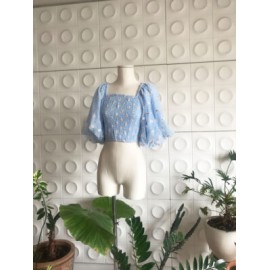 Blusa azul con margaritas-BoutiqueMar-Accesorios,Faldas,Oferta,Outwea