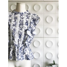 Blusa flores azul y blanco-BoutiqueMar-Accesorios,Faldas,Oferta,Outwea