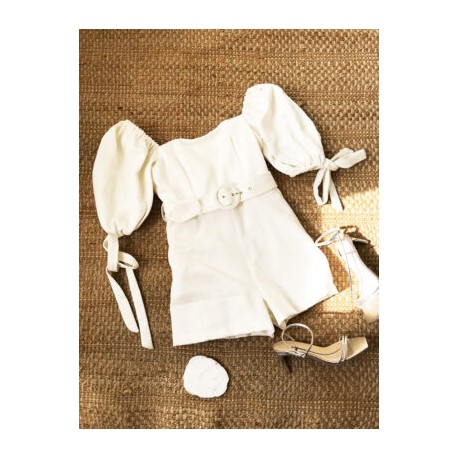 Jumpsuit blanco con cinturon-BoutiqueMar-Accesorios,Faldas,Oferta,Outwea